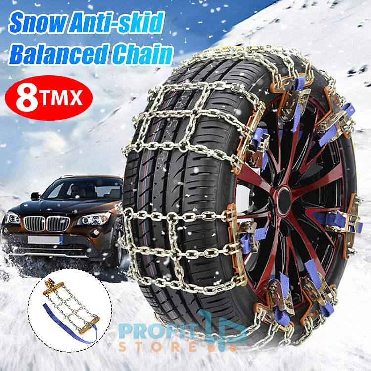 8 Heavy Duty Αντιολισθητικές Αλυσίδες Χιονιού Σκάλα - που Μπαίνουν Εύκολα - Αυτοκινήτου / Φορτηγού / Van / SUV / Jeep με Ρυθμιζόμενους Ιμάντες 225-285mm Μεταλλικές